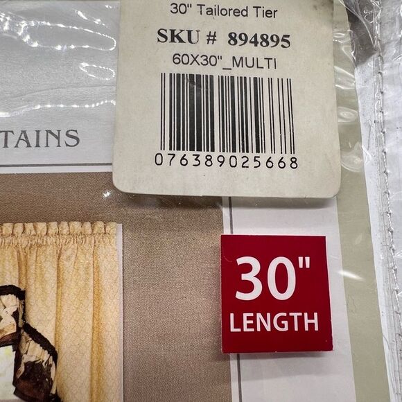 CHF Industries One Pair of 30" Kitchen Cafe Window Curtain-Vino Pattern-NWT - Picture 7 of 11